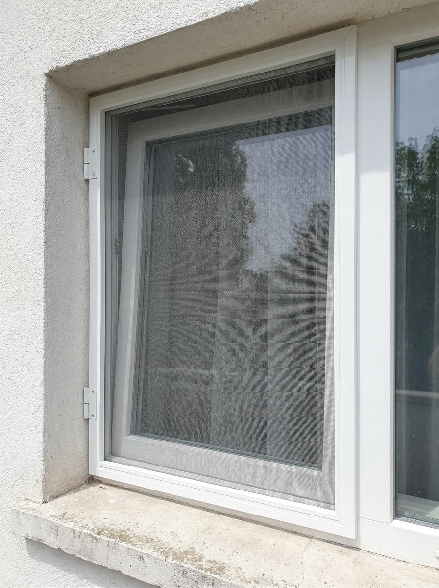 Plasă antiinsecte pe balamale la ușă